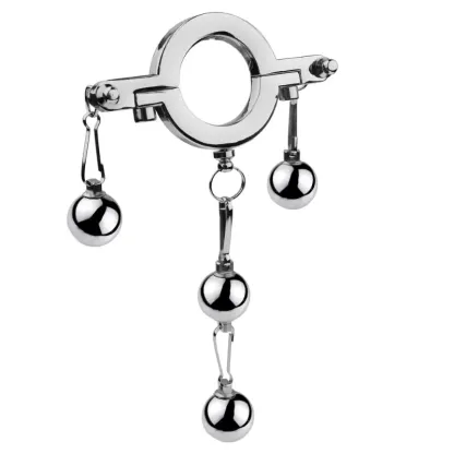 Stainless Steel Cock Ring Weighted Balls SM Toy Locking Penis Ring for Men Adult Sex Toys Male Enhancement Exercise Gear