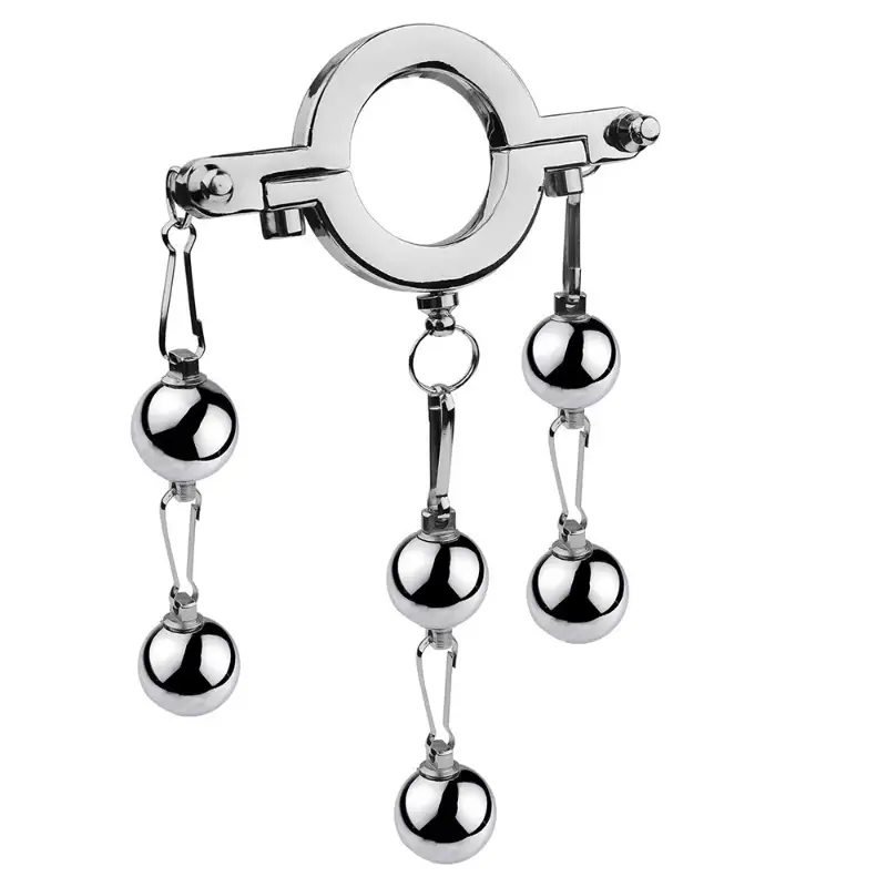 Stainless Steel Cock Ring Weighted Balls SM Toy Locking Penis Ring for Men Adult Sex Toys Male Enhancement Exercise Gear