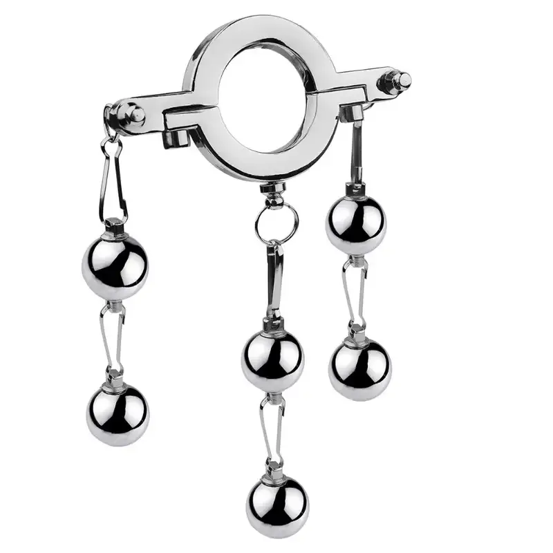 Stainless Steel Cock Ring Weighted Balls SM Toy Locking Penis Ring for Men Adult Sex Toys Male Enhancement Exercise Gear