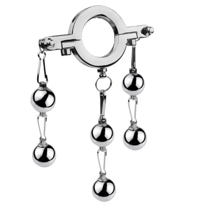 Stainless Steel Cock Ring Weighted Balls SM Toy Locking Penis Ring for Men Adult Sex Toys Male Enhancement Exercise Gear