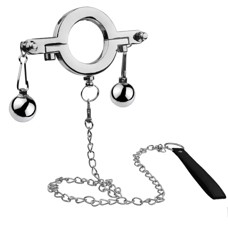 Stainless Steel Cock Ring Weighted Balls SM Toy Locking Penis Ring for Men Adult Sex Toys Male Enhancement Exercise Gear