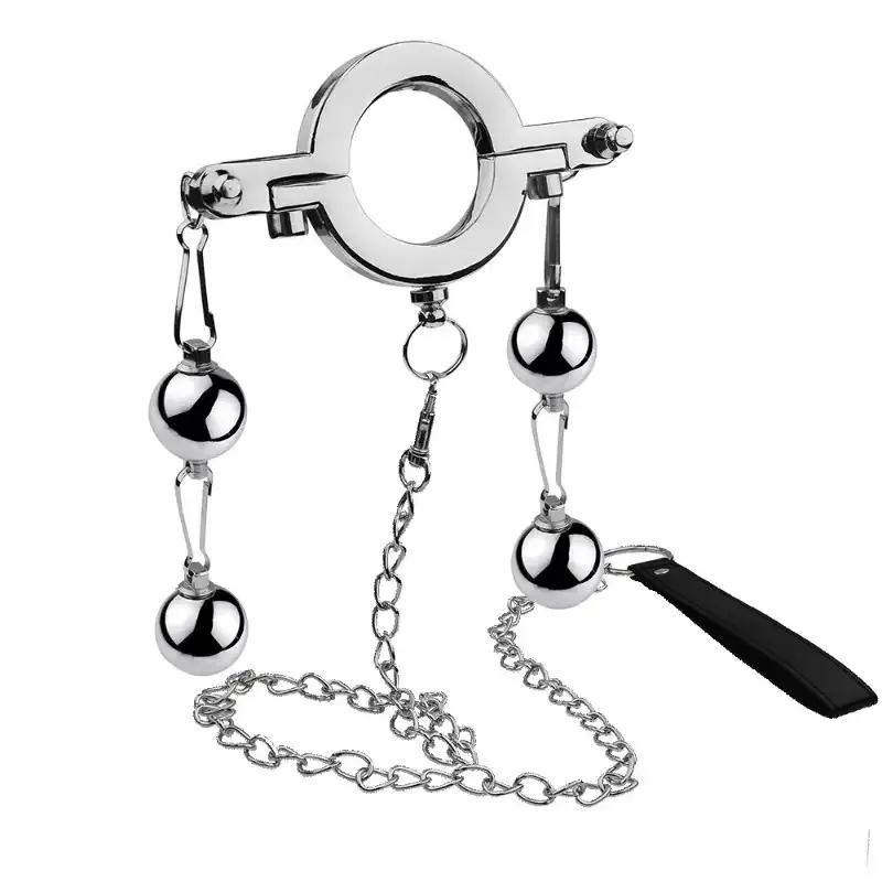 Stainless Steel Cock Ring Weighted Balls SM Toy Locking Penis Ring for Men Adult Sex Toys Male Enhancement Exercise Gear