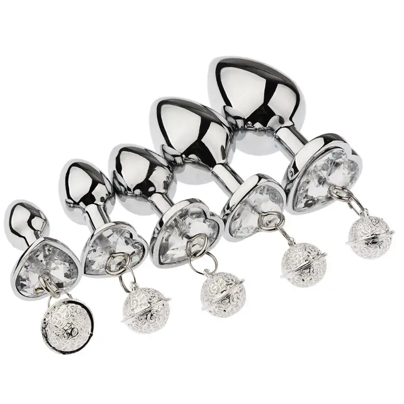 Metal Anal Plug with Bell BDSM Adult Toy for Beginners and Experienced Users Sensual Play Kit with Nipple Clamps and Butt Expansion Training Set