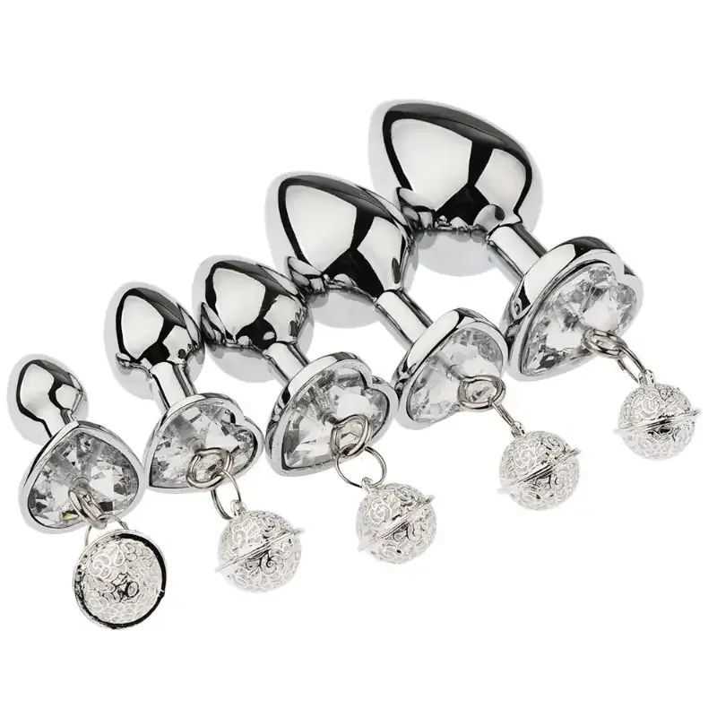 Metal Anal Plug with Bell BDSM Adult Toy for Beginners and Experienced Users Sensual Play Kit with Nipple Clamps and Butt Expansion Training Set