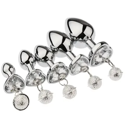 Metal Anal Plug with Bell BDSM Adult Toy for Beginners and Experienced Users Sensual Play Kit with Nipple Clamps and Butt Expansion Training Set