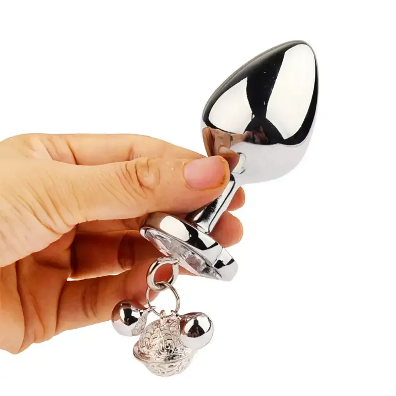 Metal Anal Plug with Bell BDSM Adult Toy for Beginners and Experienced Users Sensual Play Kit with Nipple Clamps and Butt Expansion Training Set