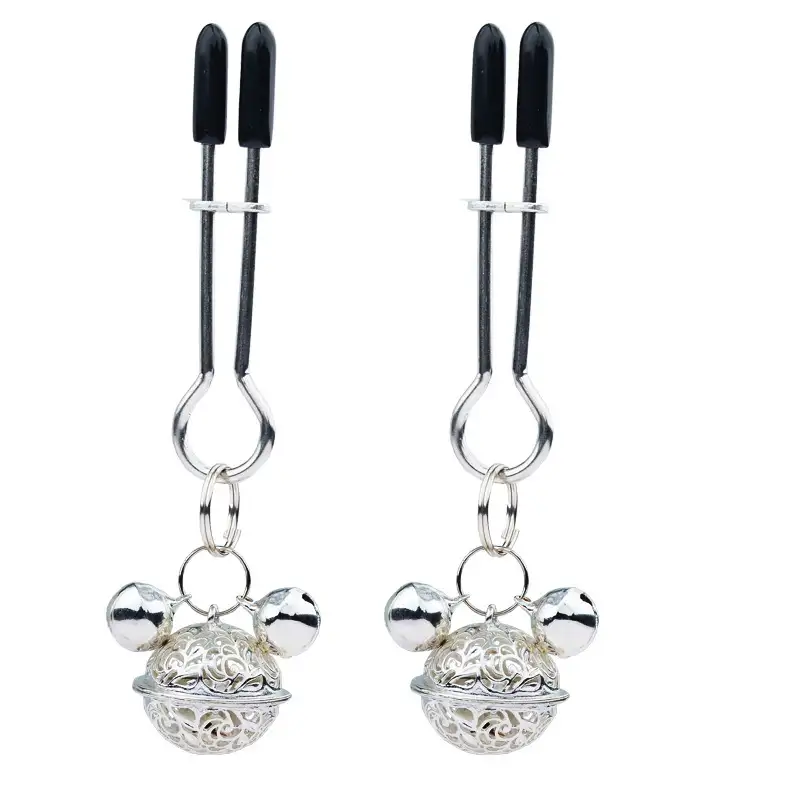 Metal Anal Plug with Bell BDSM Adult Toy for Beginners and Experienced Users Sensual Play Kit with Nipple Clamps and Butt Expansion Training Set