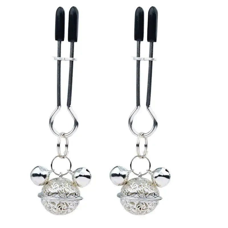Metal Anal Plug with Bell BDSM Adult Toy for Beginners and Experienced Users Sensual Play Kit with Nipple Clamps and Butt Expansion Training Set
