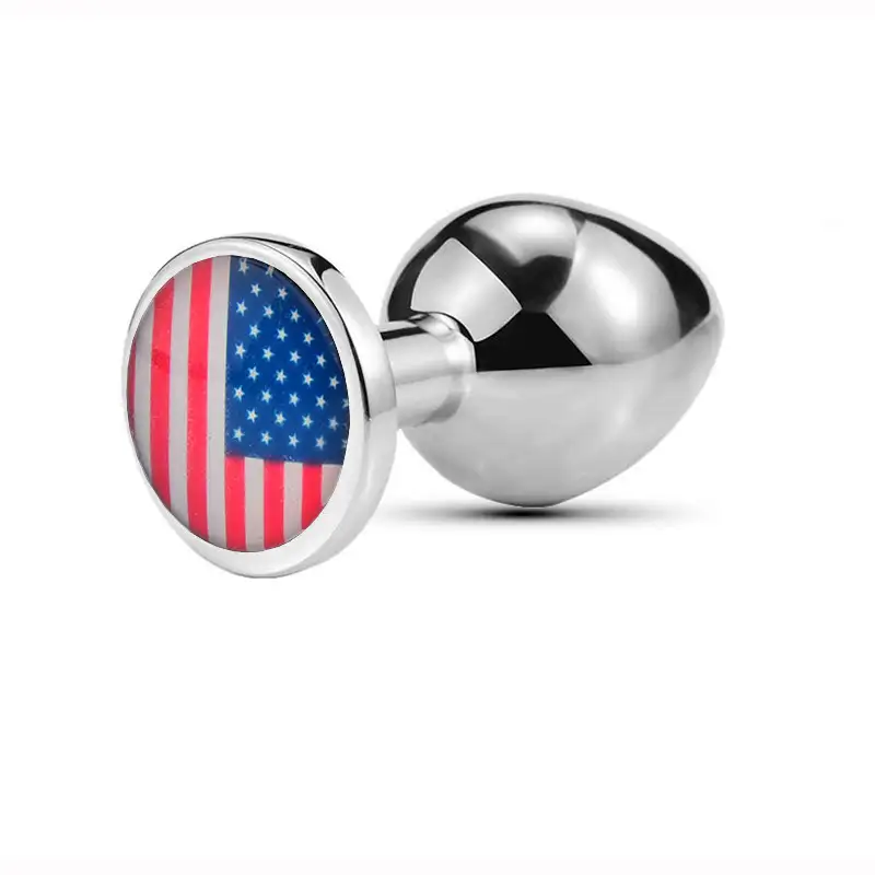 World Cup National Flag Pattern Anal Plug with Glass Rhinestones Adult Novelty Intimate Toy for Sensual Play
