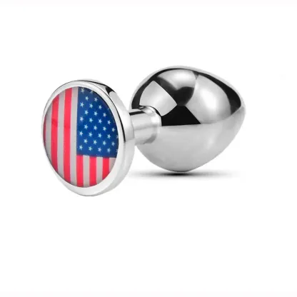 World Cup National Flag Pattern Anal Plug with Glass Rhinestones Adult Novelty Intimate Toy for Sensual Play