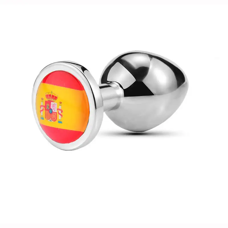 World Cup flag pattern anal plug with glass rhinestones for adult sensual play and intimate experiences.