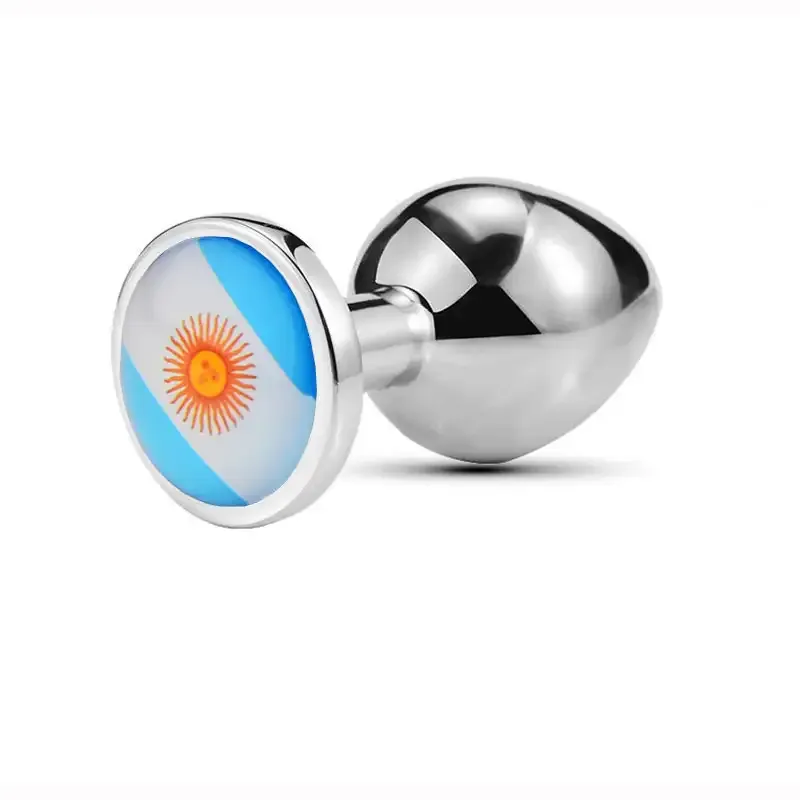 World Cup National Flag Pattern Anal Plug with Glass Rhinestones Adult Novelty Intimate Toy for Sensual Play