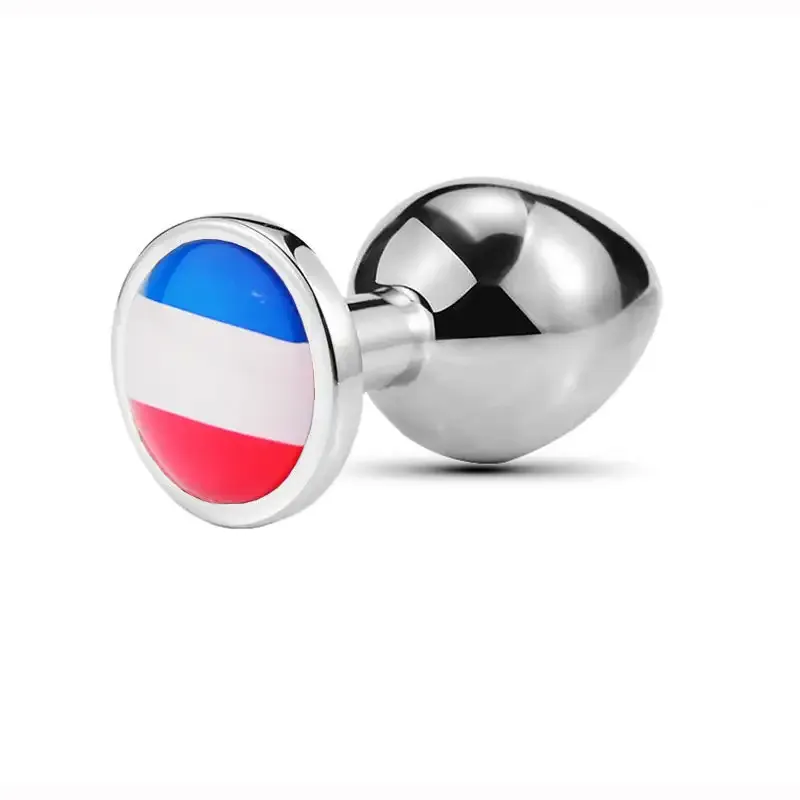 World Cup National Flag Pattern Anal Plug with Glass Rhinestones Adult Novelty Intimate Toy for Sensual Play