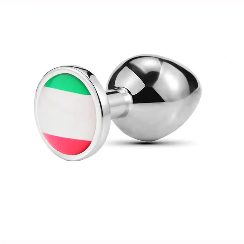 World Cup National Flag Pattern Anal Plug with Glass Rhinestones Adult Novelty Intimate Toy for Sensual Play