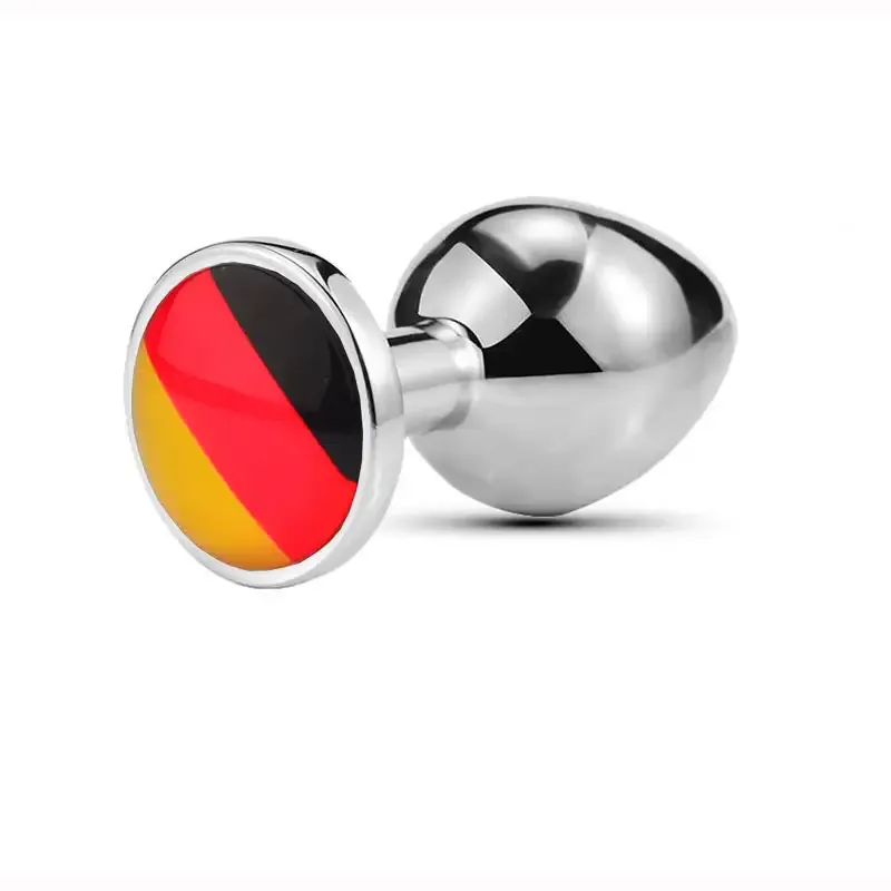 World Cup National Flag Pattern Anal Plug with Glass Rhinestones Adult Novelty Intimate Toy for Sensual Play