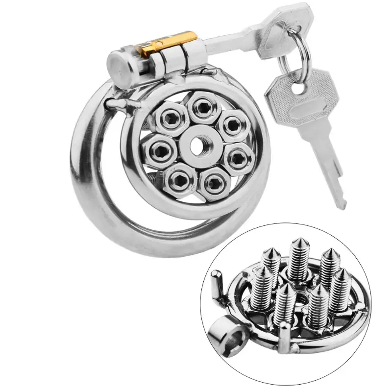 Men's SM Chastity Cage Stainless Steel CB Lock with Spikes New BDSM Bondage Gear for Advanced Play