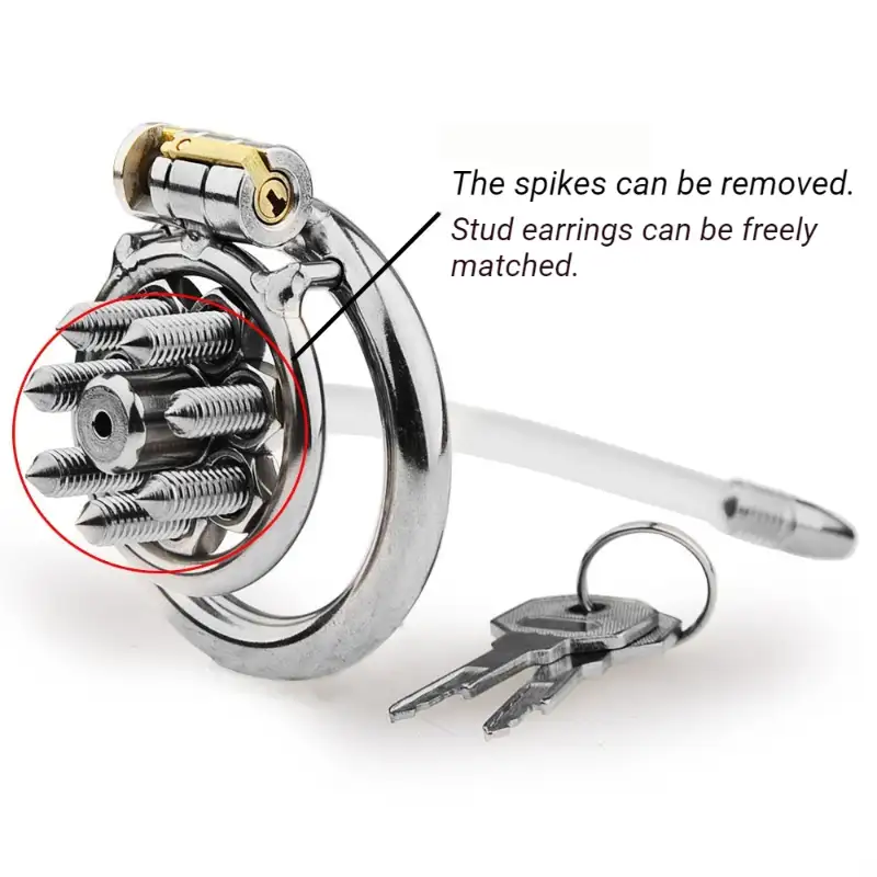 Men's SM Chastity Cage Stainless Steel CB Lock with Spikes New BDSM Bondage Gear for Advanced Play