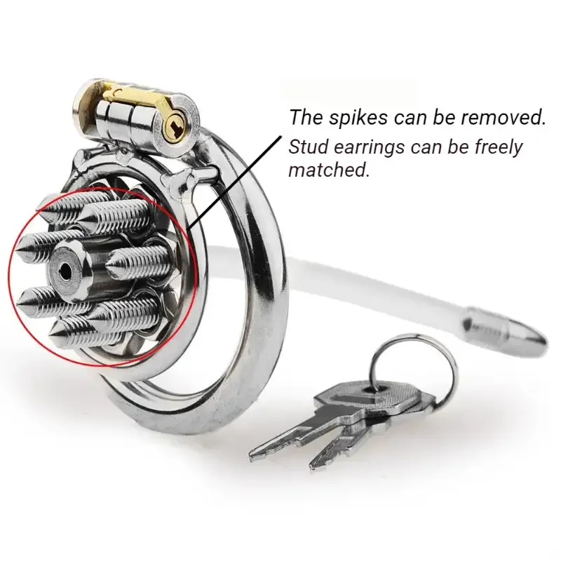 Men's SM Chastity Cage Stainless Steel CB Lock with Spikes New BDSM Bondage Gear for Advanced Play