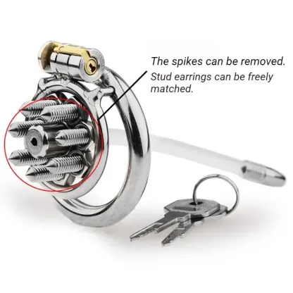Men's SM Chastity Cage Stainless Steel CB Lock with Spikes New BDSM Bondage Gear for Advanced Play