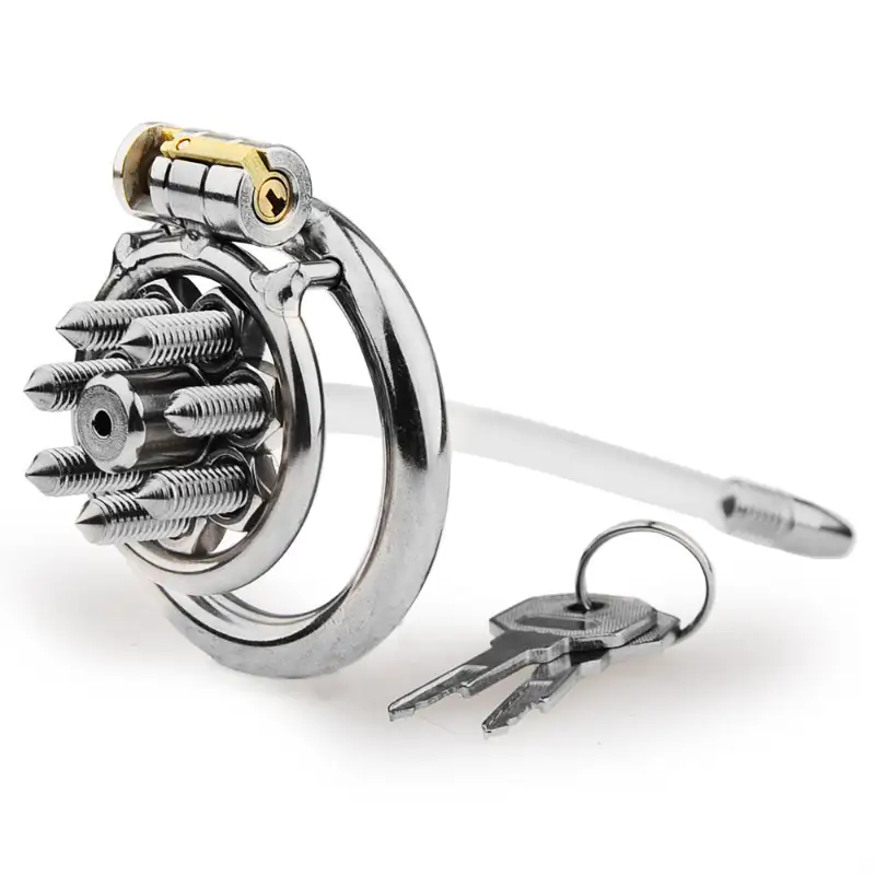 Men's SM Chastity Cage Stainless Steel CB Lock with Spikes New BDSM Bondage Gear for Advanced Play