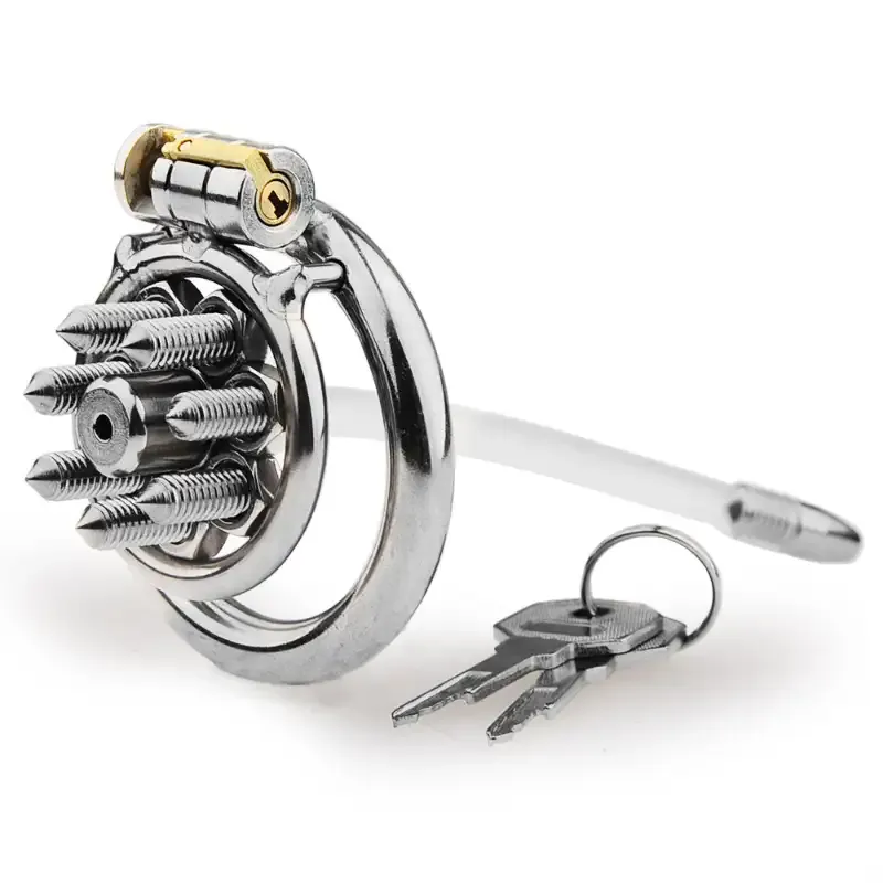 Men's SM Chastity Cage Stainless Steel CB Lock with Spikes New BDSM Bondage Gear for Advanced Play