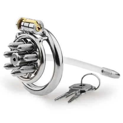 Men's SM Chastity Cage Stainless Steel CB Lock with Spikes New BDSM Bondage Gear for Advanced Play