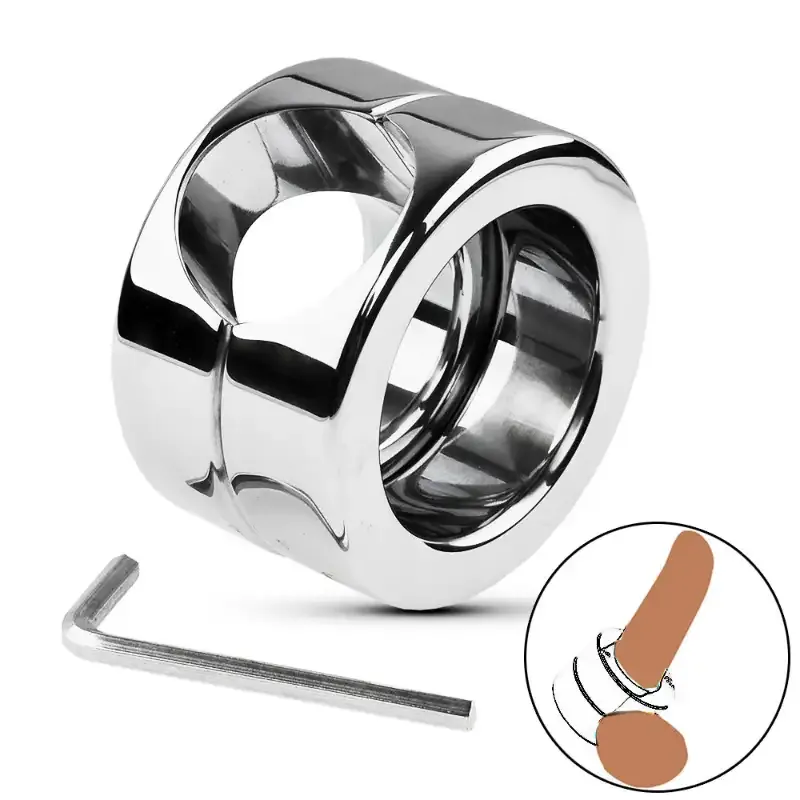 Weighted Steel Cock Ring & Scrotum Stretcher for Strength Training