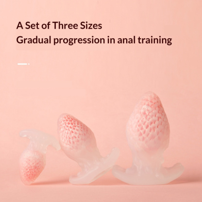 3 Pcs Strawberry Butt Plug for Women Wearable Beginner Friendly Anal Training Kit Sensual Adult Toy