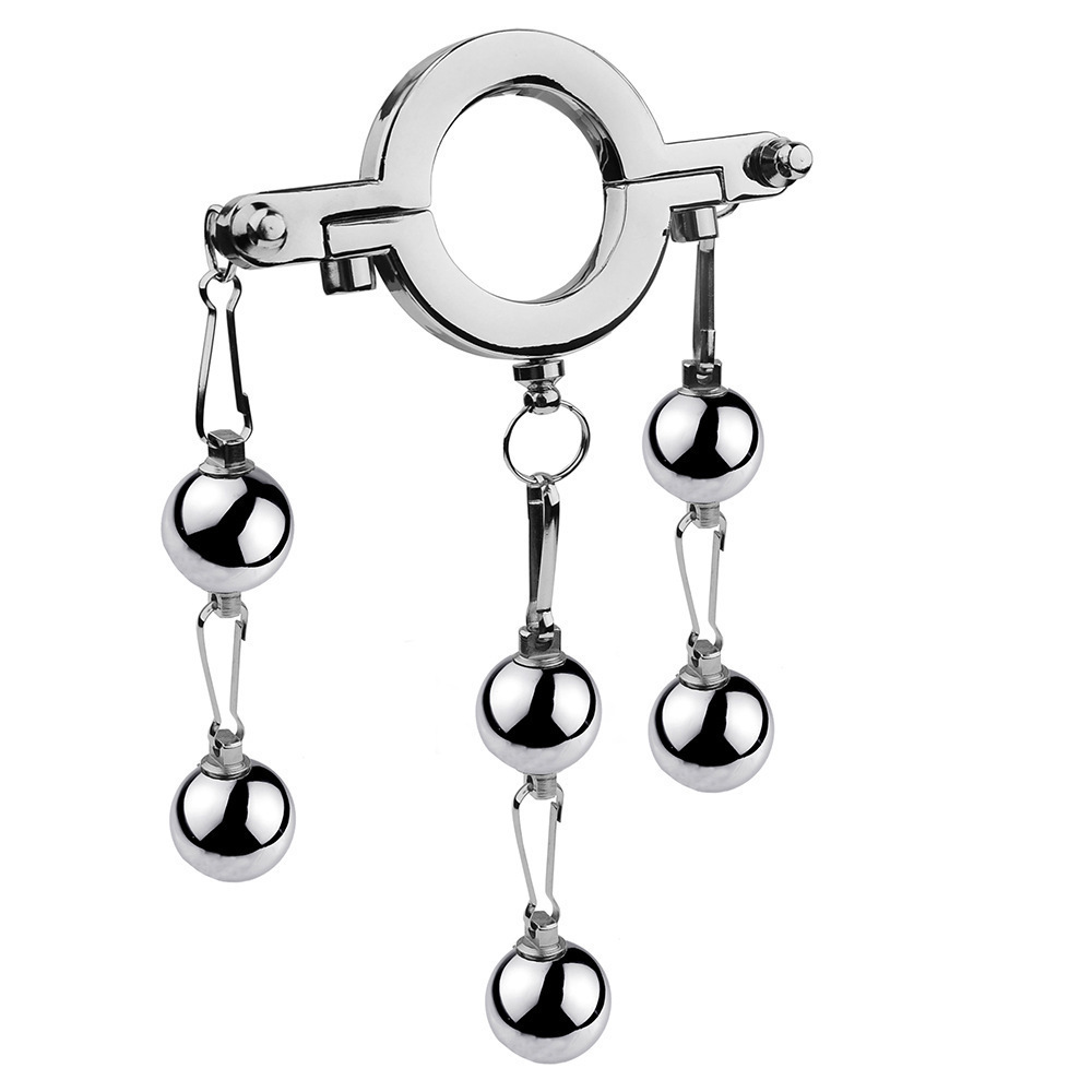 Stainless Steel Cock Ring Weighted Balls SM Toy Locking Penis Ring for Men Adult Sex Toys Male Enhancement Exercise Gear-Crimson Secret