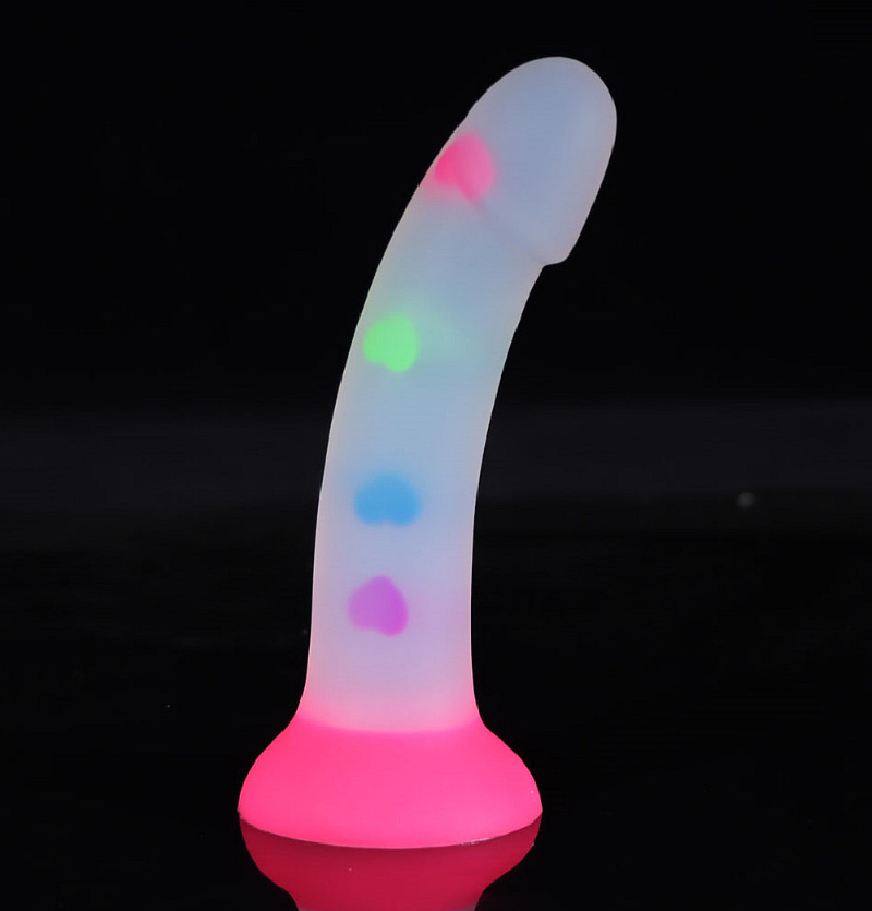 Realistic Glowing Jelly Silicone Dildo with Heart Design Vibrant Colors Waterproof Sex Toy for Women Men Couples Enhance Intimacy and Sensual Pleasure