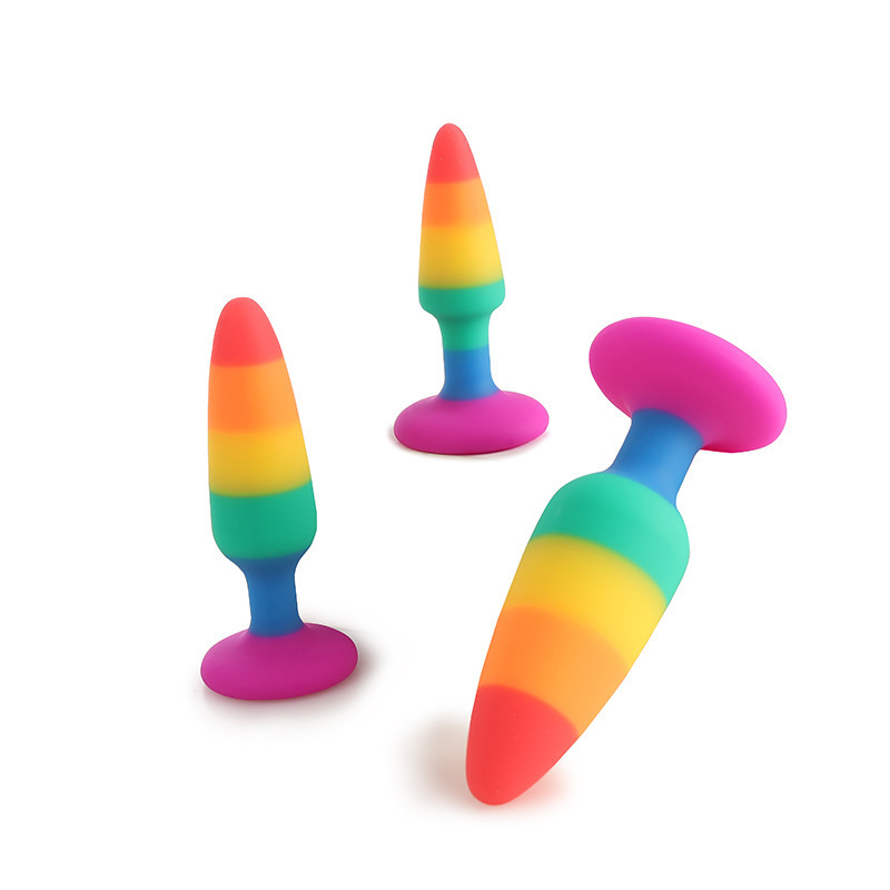 Rainbow Silicone Anal Plug Set for G Spot Stimulation and Anal Training