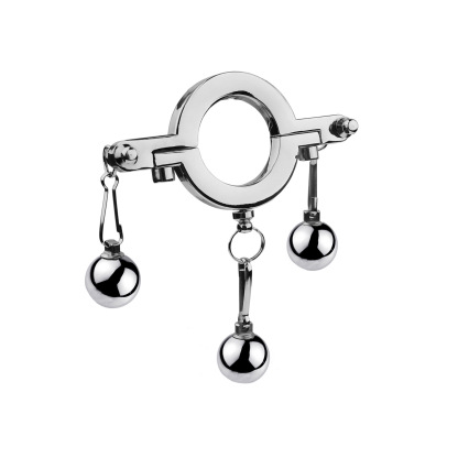 Stainless Steel Cock Ring Weighted Balls SM Toy Locking Penis Ring for Men Adult Sex Toys Male Enhancement Exercise Gear-Crimson Secret