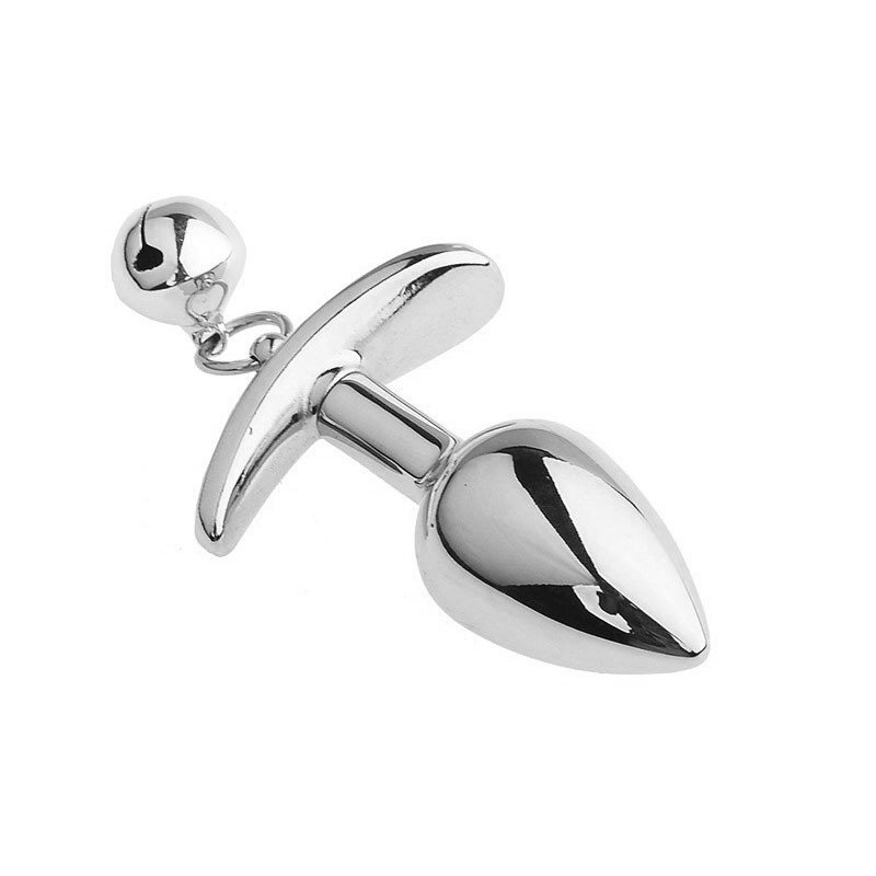 Metal Silicone Removable Anchor Butt Plug with Bell for Outdoor Wear and Play-Crimson Secret