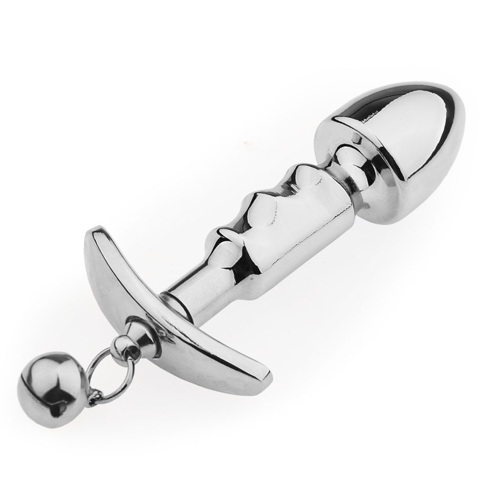 Metal Silicone Removable Anchor Butt Plug with Bell for Outdoor Wear and Play-Crimson Secret