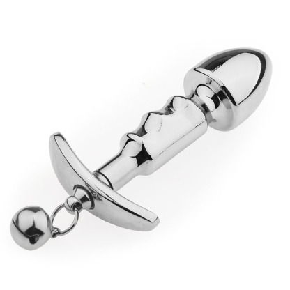 Metal Silicone Removable Anchor Butt Plug with Bell for Outdoor Wear and Play-Crimson Secret