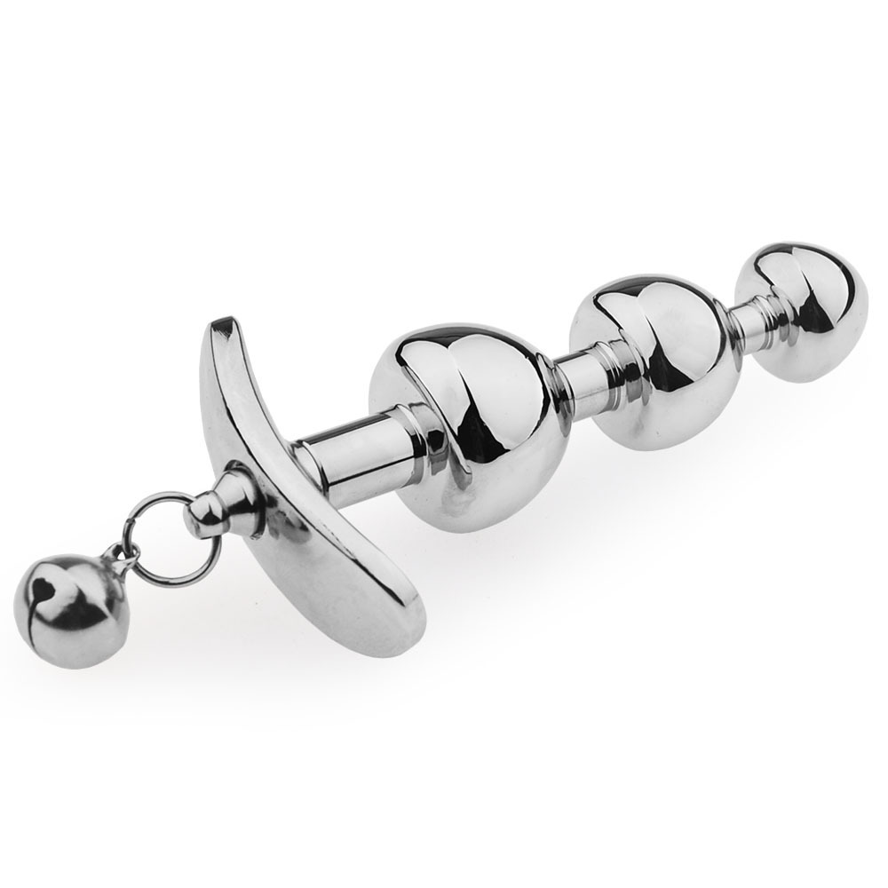 Metal Silicone Removable Anchor Butt Plug with Bell for Outdoor Wear and Play-Crimson Secret