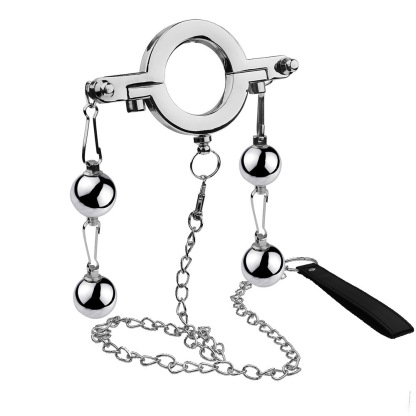 Stainless Steel Cock Ring Weighted Balls SM Toy Locking Penis Ring for Men Adult Sex Toys Male Enhancement Exercise Gear-Crimson Secret