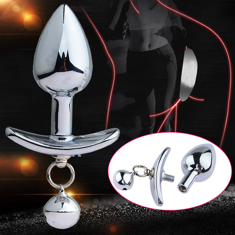 Metal Silicone Removable Anchor Butt Plug with Bell for Outdoor Wear and Play-Crimson Secret
