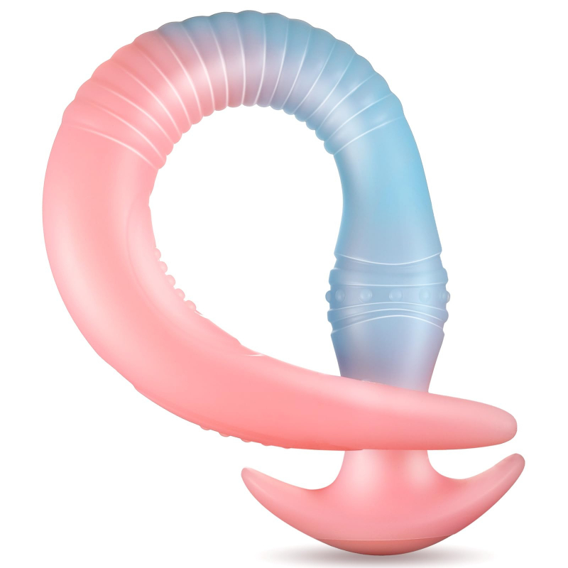 Glow in The Dark Eel Super Long Flexible Silicone Butt Plug Wearable Invisible Design for Extended Wear and Stretching