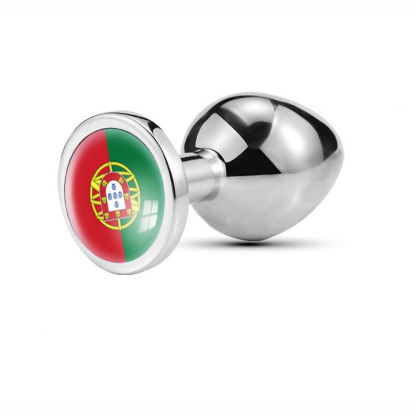 World Cup National Flag Pattern Anal Plug with Glass Rhinestones Adult Novelty Intimate Toy for Sensual Play-Crimson Secret