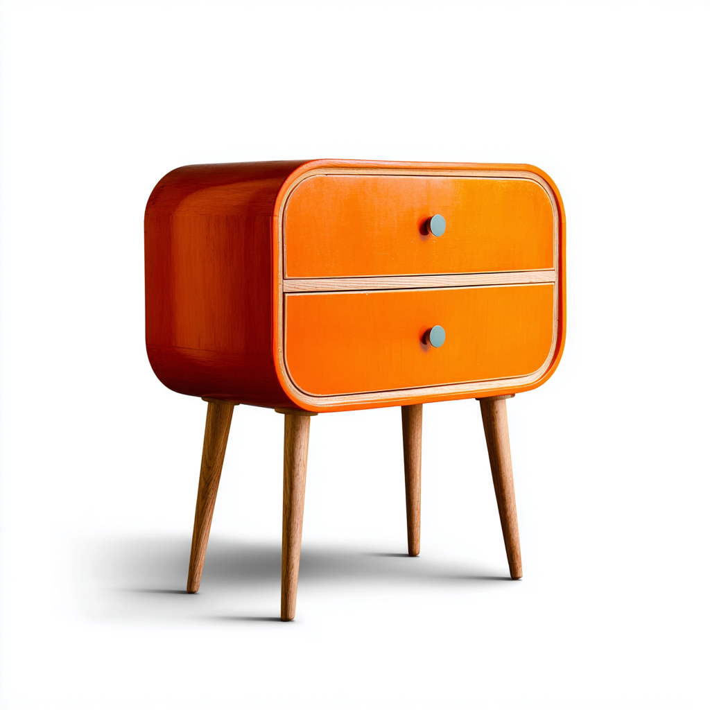 Commode bois 45x30x55 cm orange adapté au salon design moderne-Interiorvo