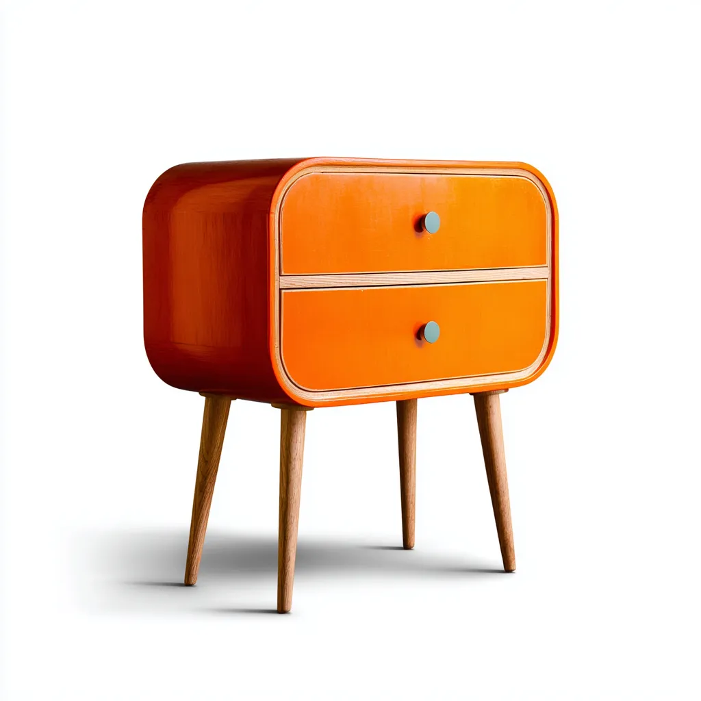 Commode bois 45x30x55 cm orange adapté au salon design moderne-Interiorvo