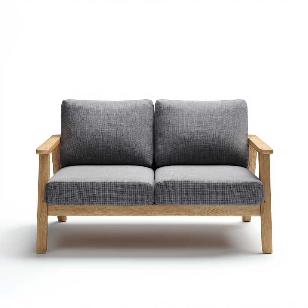 Canapé 2 places bois et tissu 160x80x82 cm - gris - pour salon - design moderne-Interiorvo