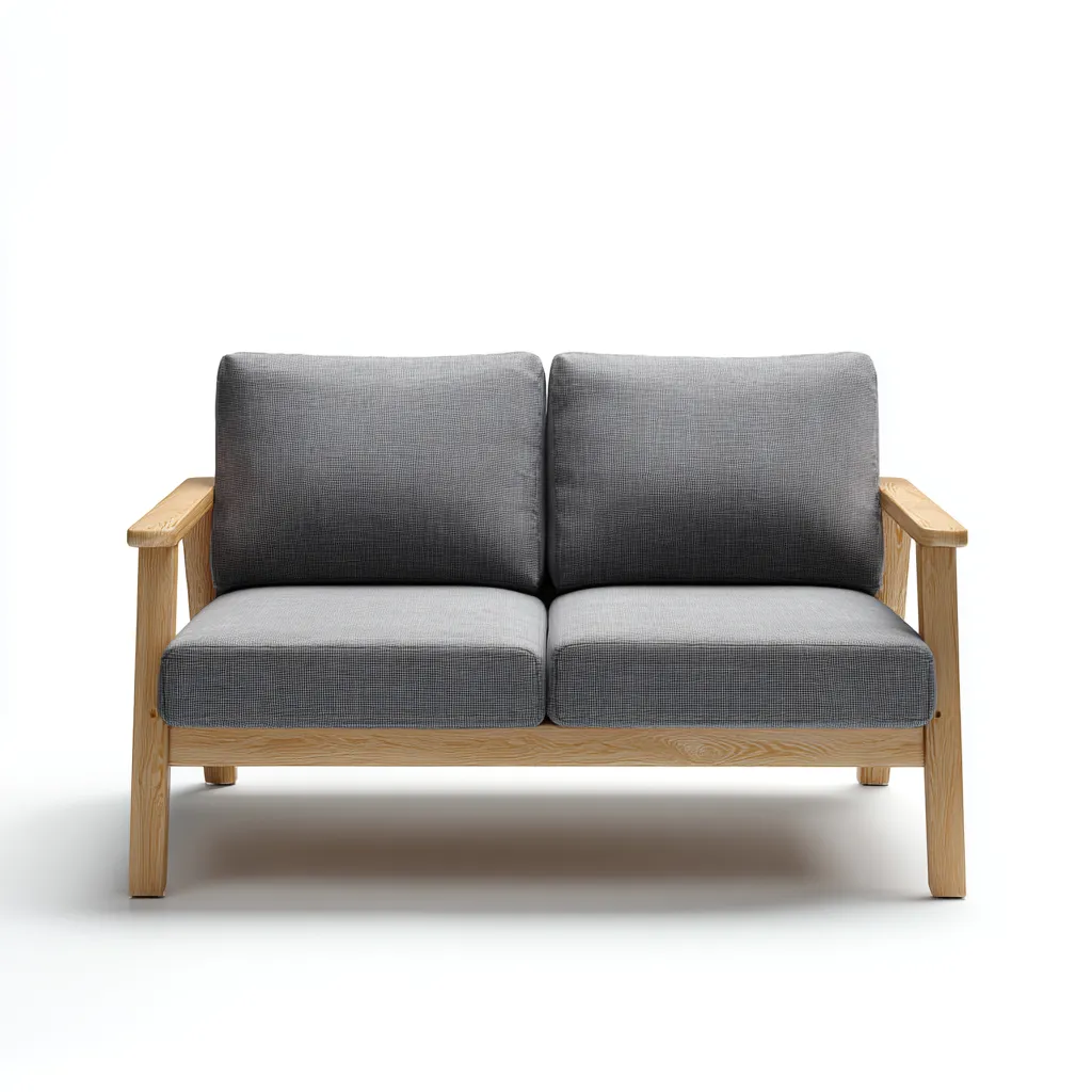 Canapé 2 places bois et tissu 160x80x82 cm - gris - pour salon - design moderne-Interiorvo