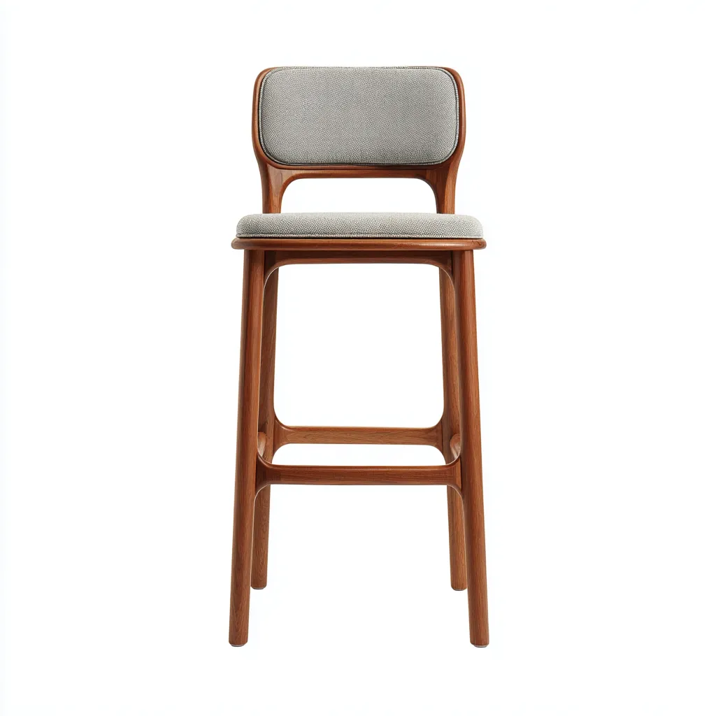 Tabouret de bar - bois - tissu - 45x42x98 cm - gris - bois naturel - pour salle à manger - design moderne-Interiorvo