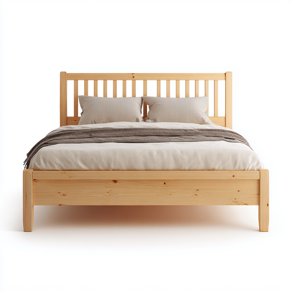 Lit double - bois massif - 208x165x100 cm - pin clair - pour chambre - design naturel-Interiorvo