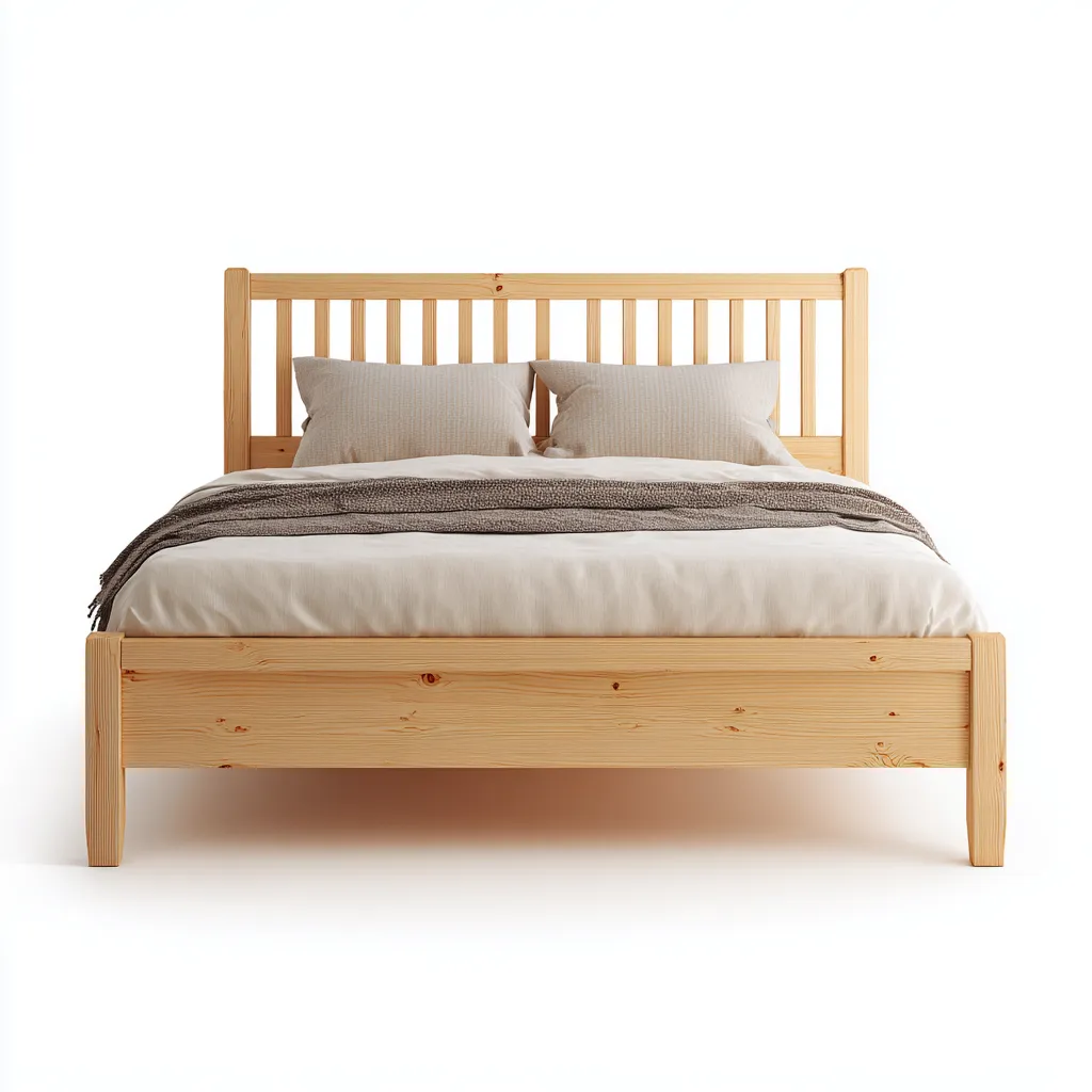 Lit double - bois massif - 208x165x100 cm - pin clair - pour chambre - design naturel-Interiorvo