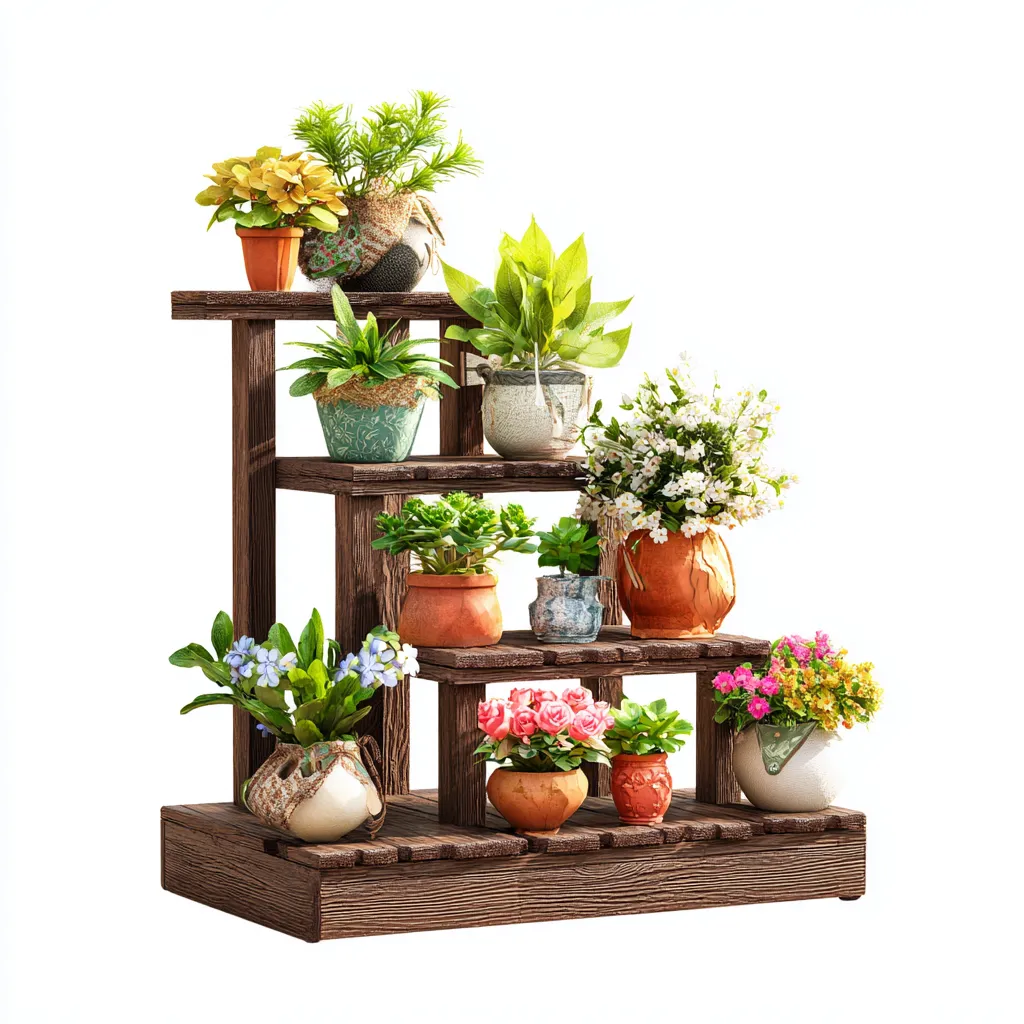 Pots et supports de plantes - bois 70x35x75 cm - brun naturel - adapté au jardin extérieur - style rustique-Interiorvo