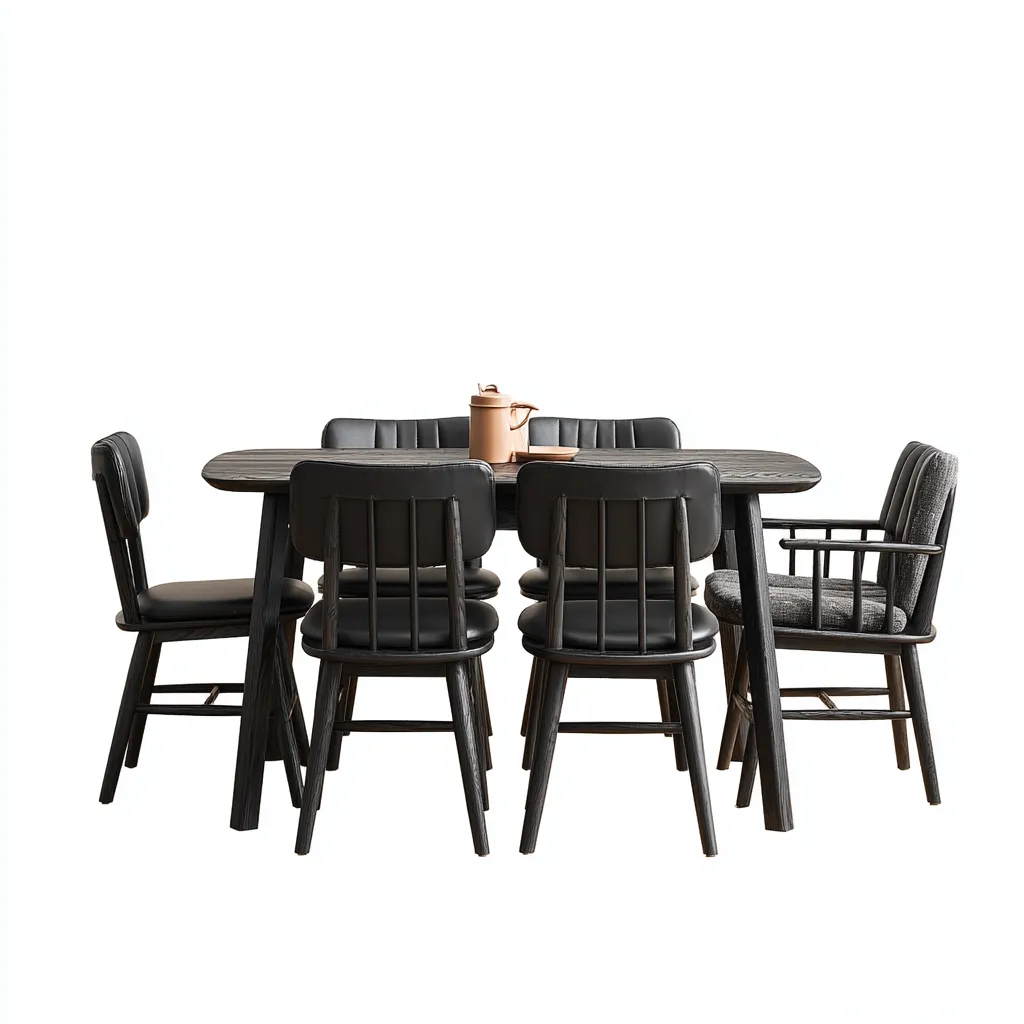 Ensemble table et chaises - bois - métal - 180x90x75 cm - noir - pour salle à manger - design moderne-Interiorvo