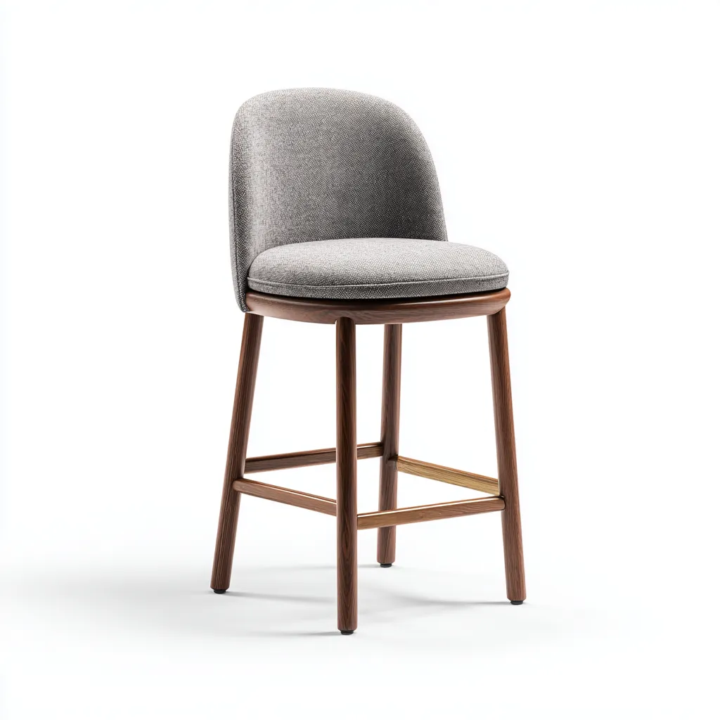 Tabouret de bar - bois - tissu - 44x40x95 cm - gris - bois naturel - pour salle à manger - design moderne-Interiorvo